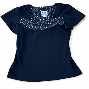 R&M Richards Navy Blouse with White Dot Accent